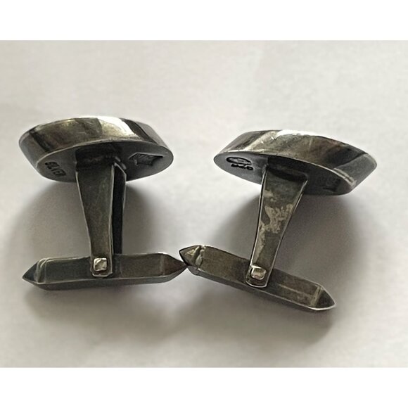 Vintage Antonio Pineda 970 Silver Concave Oval Cufflinks - Picture 15 of 16